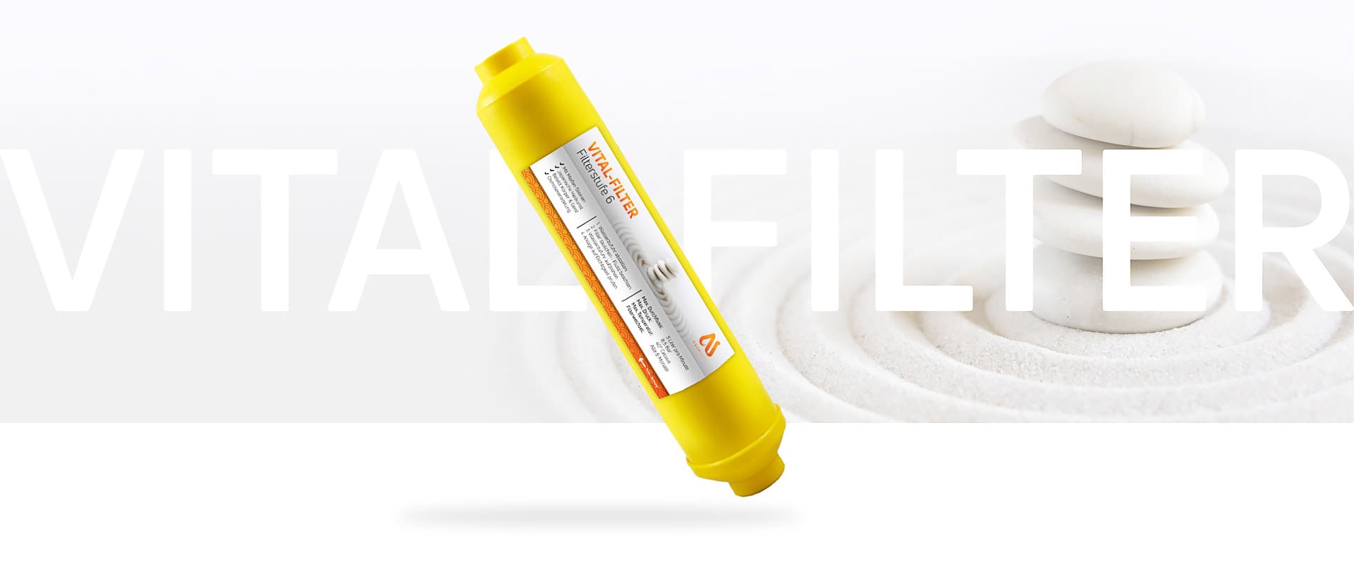 Vital-Filter Wasserbelebung mit Maifansteinen für Osmoseveredelung – gelber Zusatzfilter