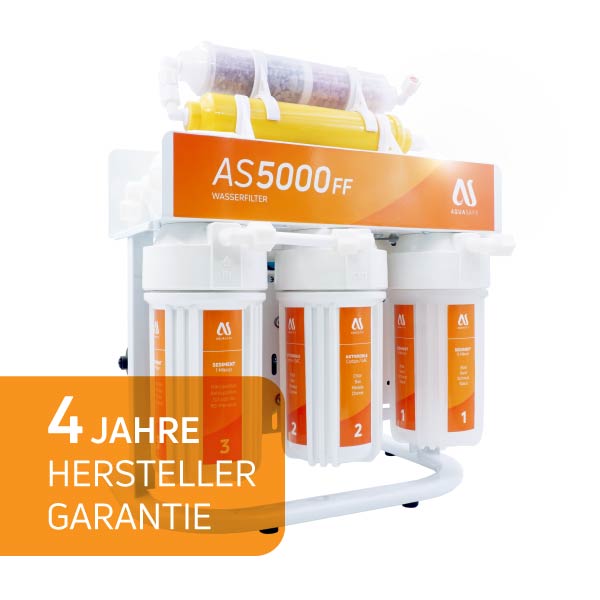 Alle AS5000FF Wasserfilteranlagen von AQUASAFE haben 4 Jahre Herstellergarantie
