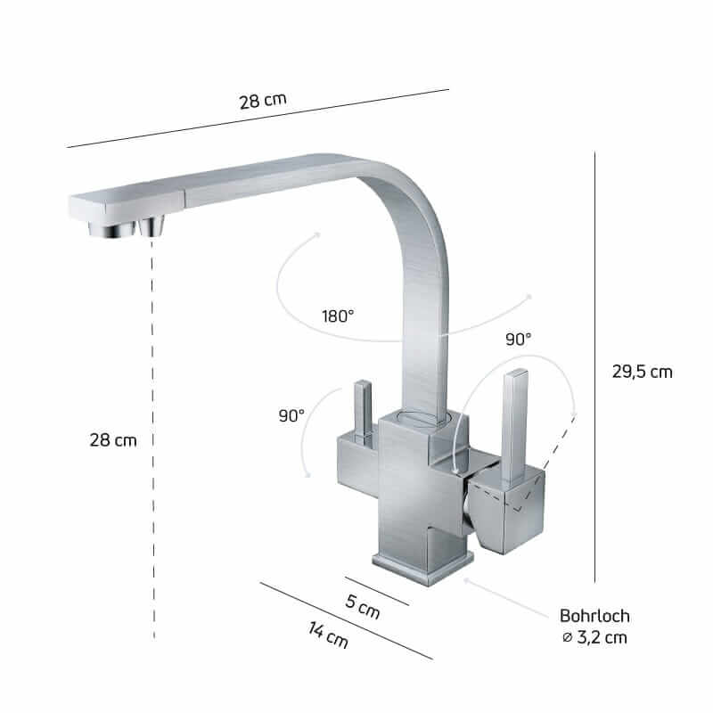 Technical drawing Maroyal 3-way water tap - AQUASAFE