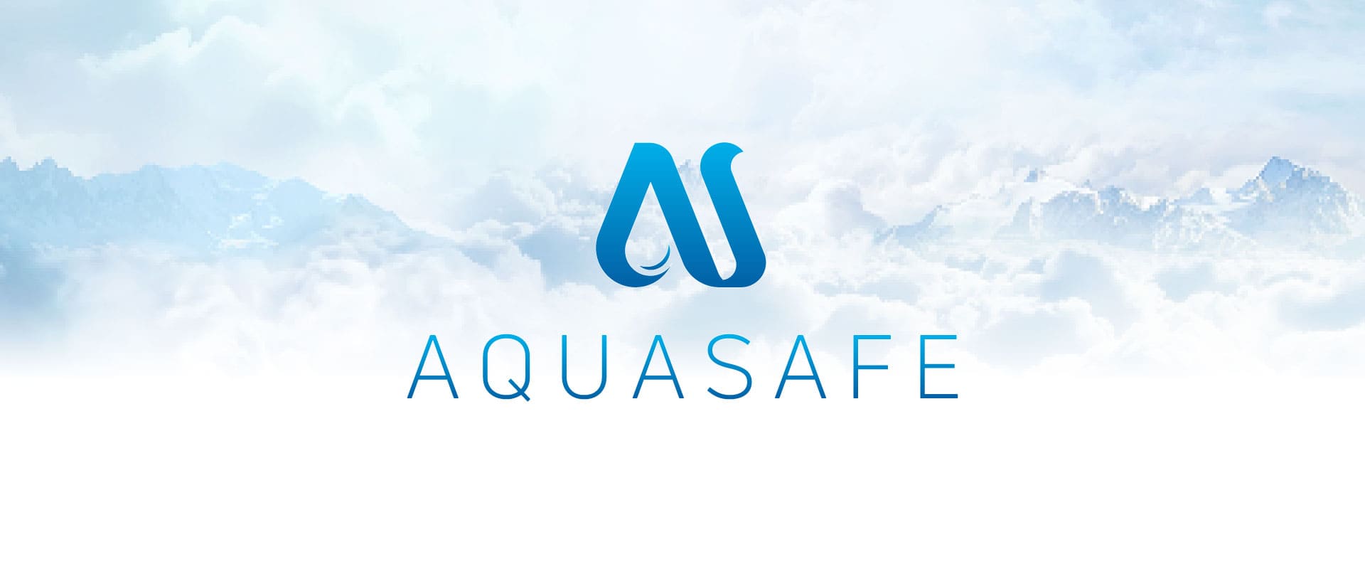 Über uns AQUASAFE – 20 Jahre Wasserfilter Innovation – Blaues Logo auf Wolken