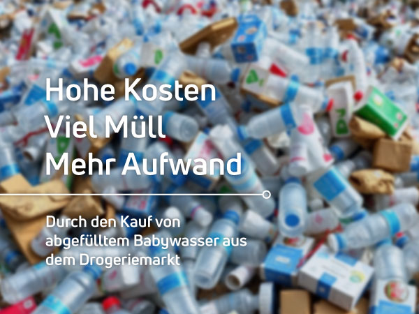 Viel Verpackungsmüll durch abgefülltes Babywasser